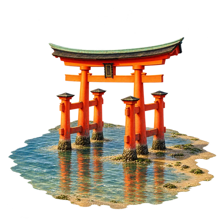 Illustration of Itsukushima Shrine — Great Torii