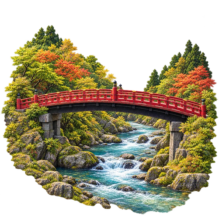 Illustration of Nikko — Shinkyo Bridge