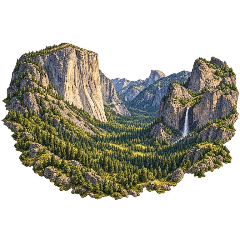 Illustration of Yosemite Valley — Tunnel View