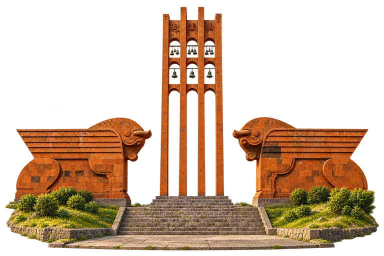 Illustration of Sardarapat — Bell Tower and Bulls