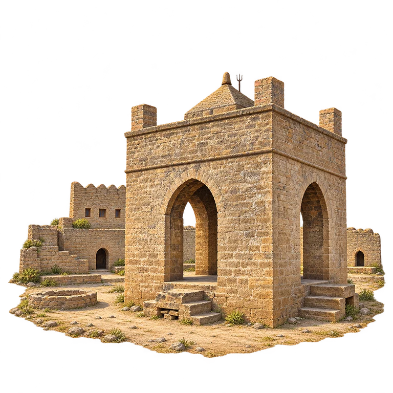 Illustration of Surakhani Ateshgah — Central Pavilion