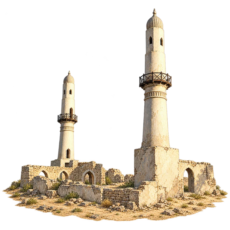 Illustration of Al Khamis Mosque’s Surviving Minarets