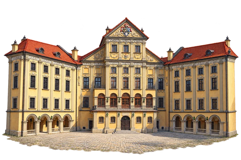 Illustration of Nesvizh Castle courtyard
