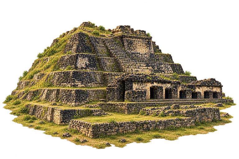 Illustration of Altun Ha — Temple of the Masonry Altars