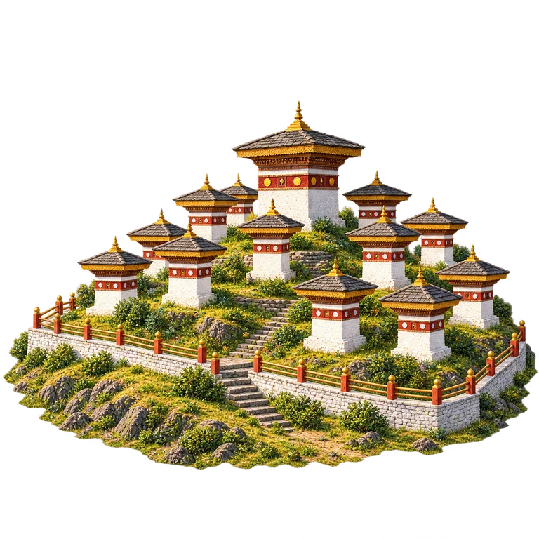 Illustration of Dochula Chorten Group