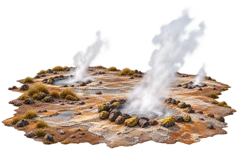 Illustration of El Tatio geysers