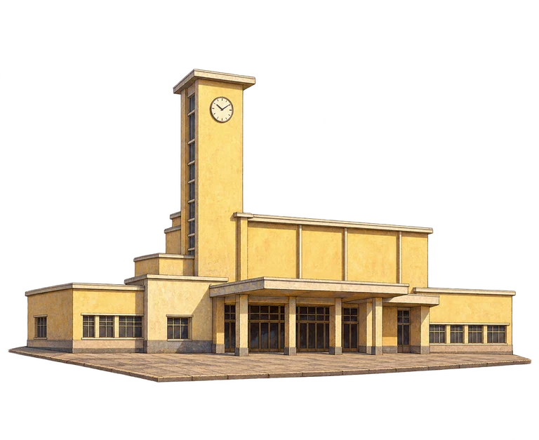 Illustration of Kinshasa Central Station’s Clock Tower
