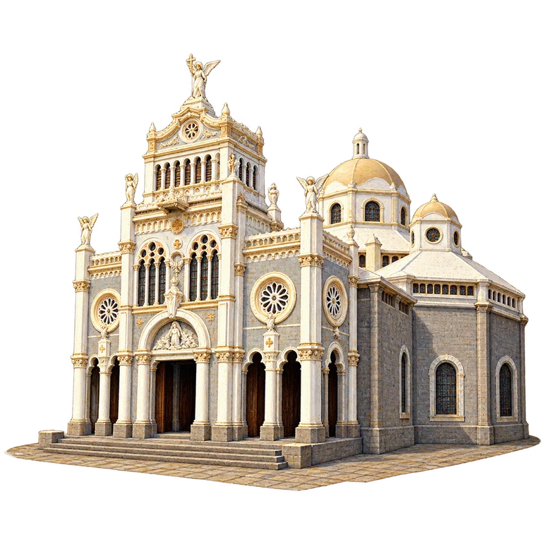 Illustration of Cartago’s Basilica of Our Lady of the Angels