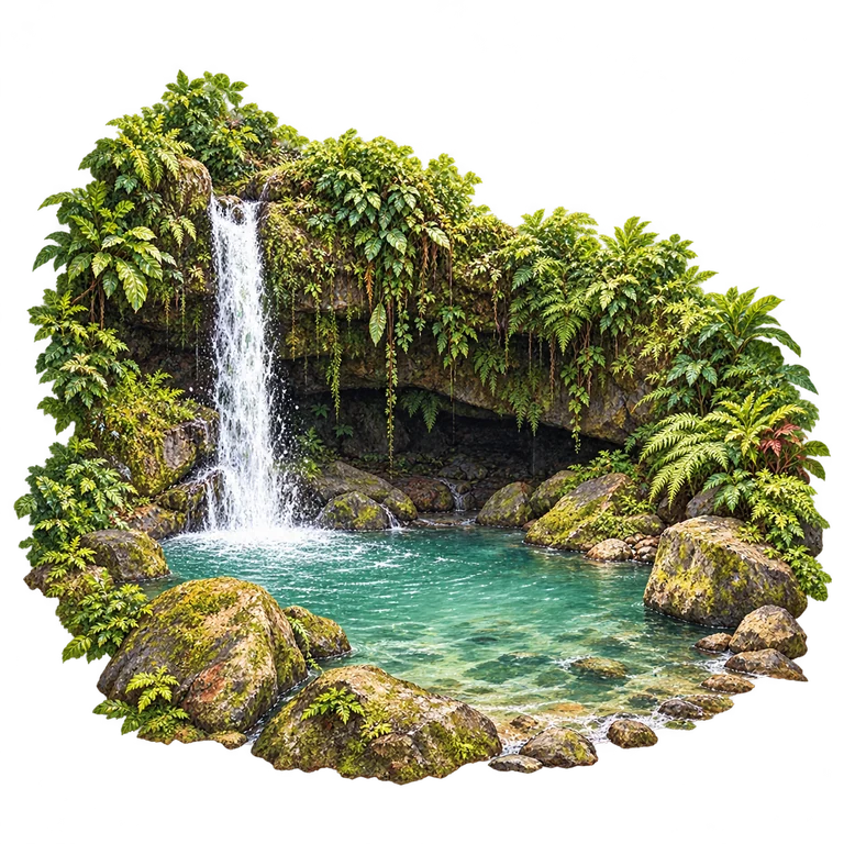 Illustration of Emerald Pool’s Cascade