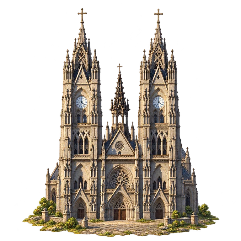 Illustration of Basilica del Voto Nacional - twin-tower front