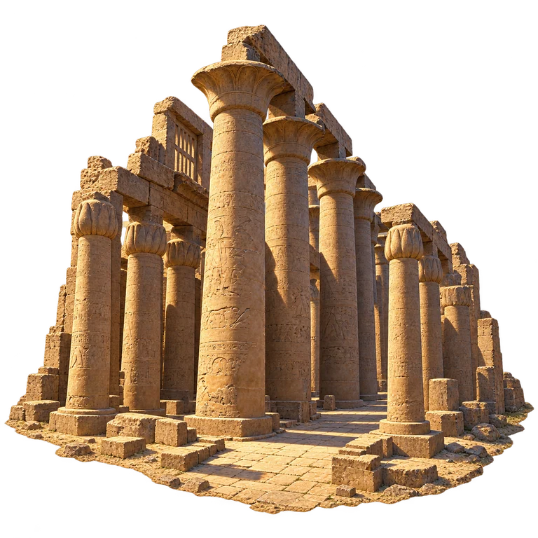 Illustration of Karnak Great Hypostyle Hall — Column Corridor
