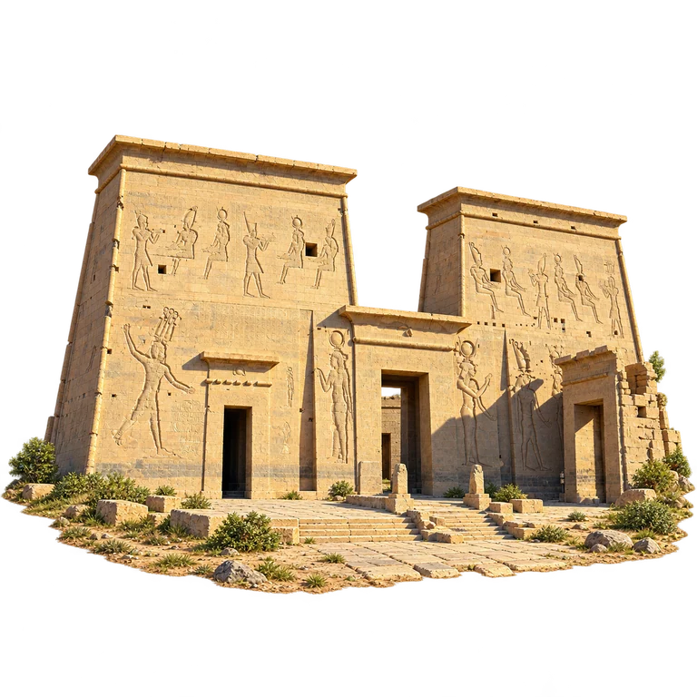 Illustration of Philae Temple of Isis — First Pylon, Agilkia