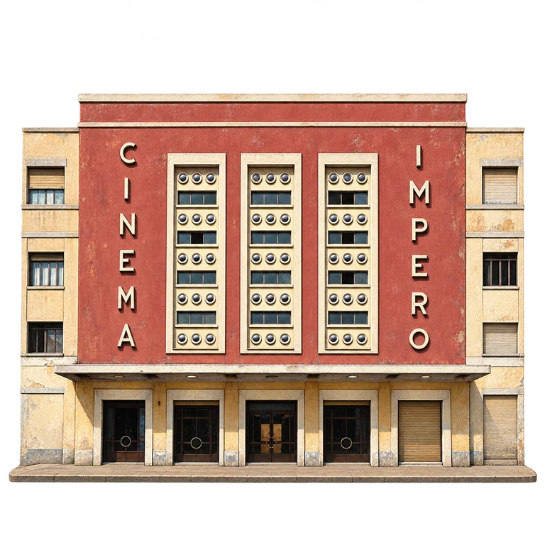 Illustration of Cinema Impero’s Art Deco Facade