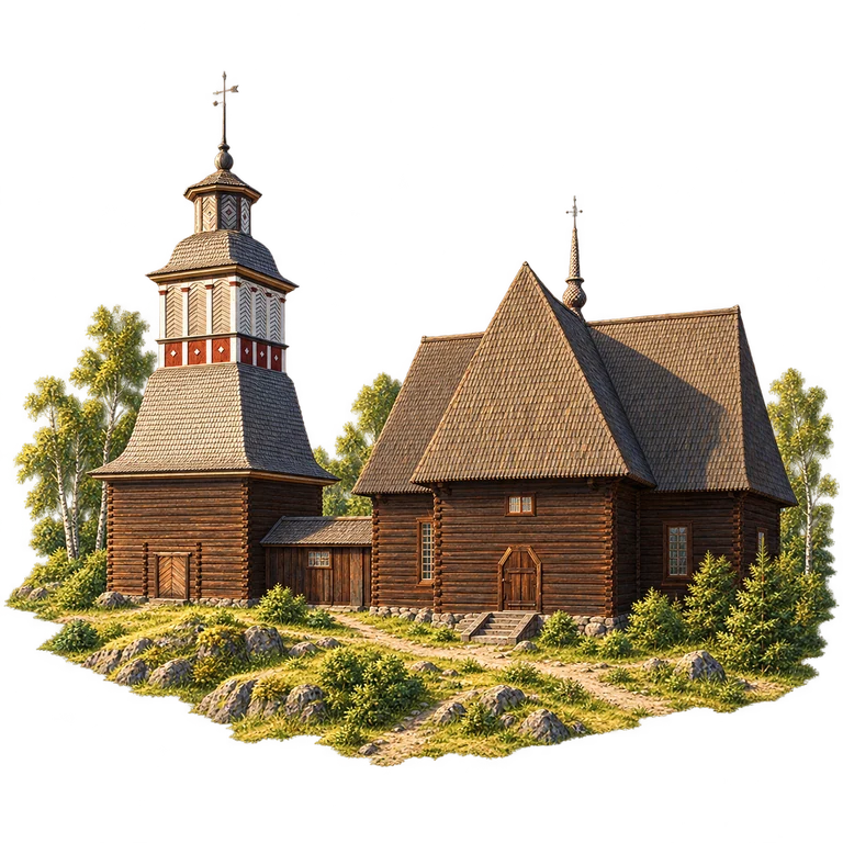 Illustration of Petäjävesi Old Church