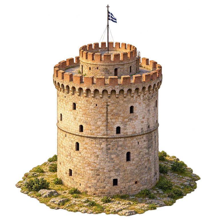 Illustration of White Tower, Thessaloniki