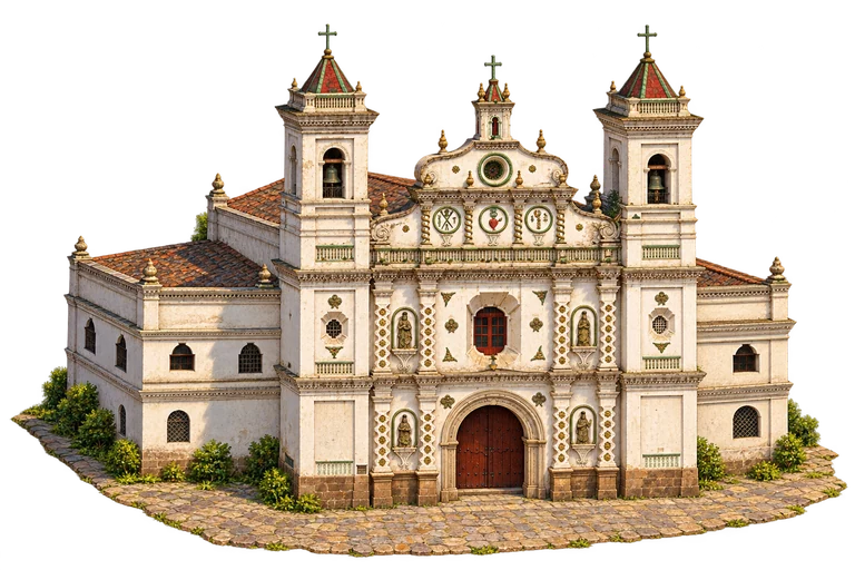 Illustration of Los Dolores Church, Tegucigalpa