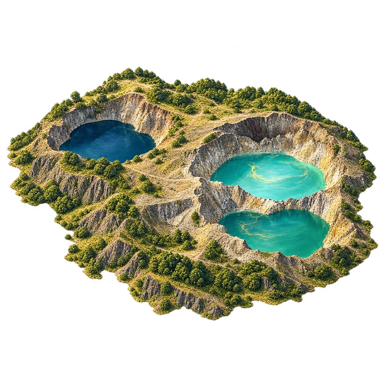 Illustration of Kelimutu Crater Lakes