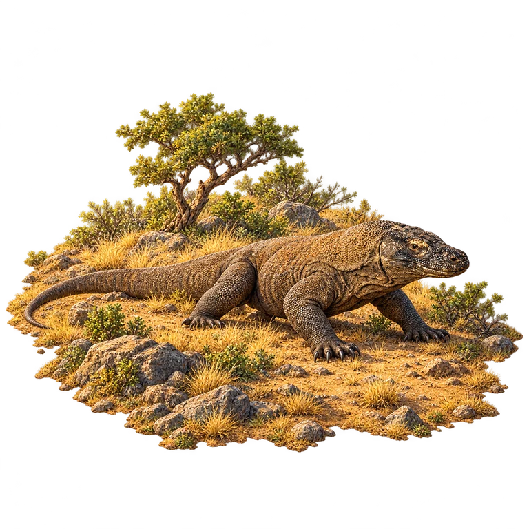 Illustration of Komodo Habitat at Loh Liang