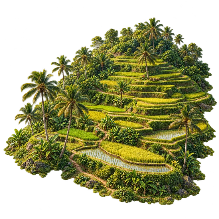 Illustration of Tegallalang Rice Terraces