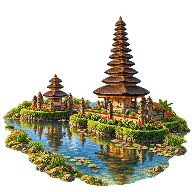 Illustration of Ulun Danu Beratan Lakeside Shrines
