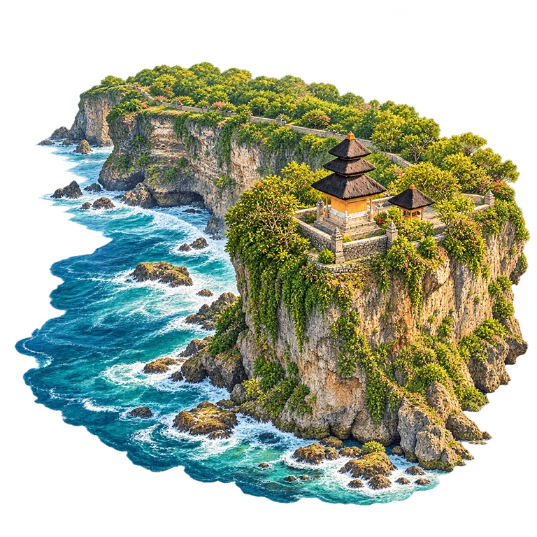 Illustration of Uluwatu Cliff Temple