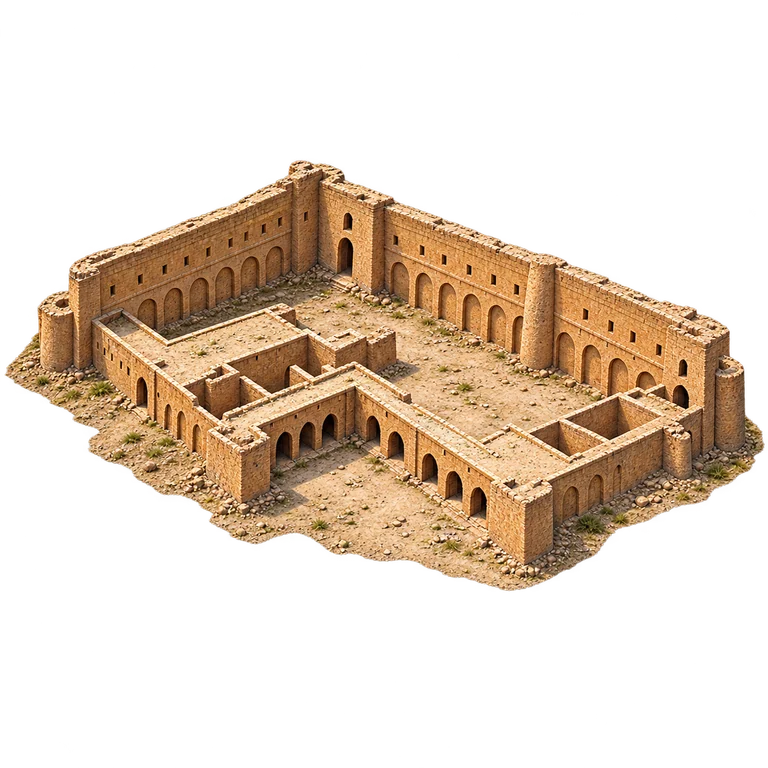 Illustration of Al-Ukhaidir’s Courtyard Walls