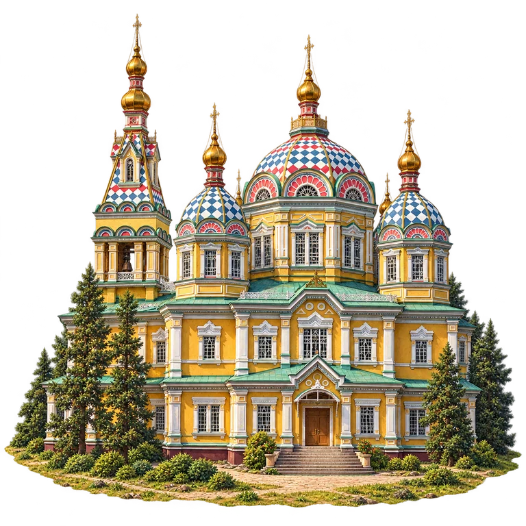Illustration of Ascension Cathedral, Almaty