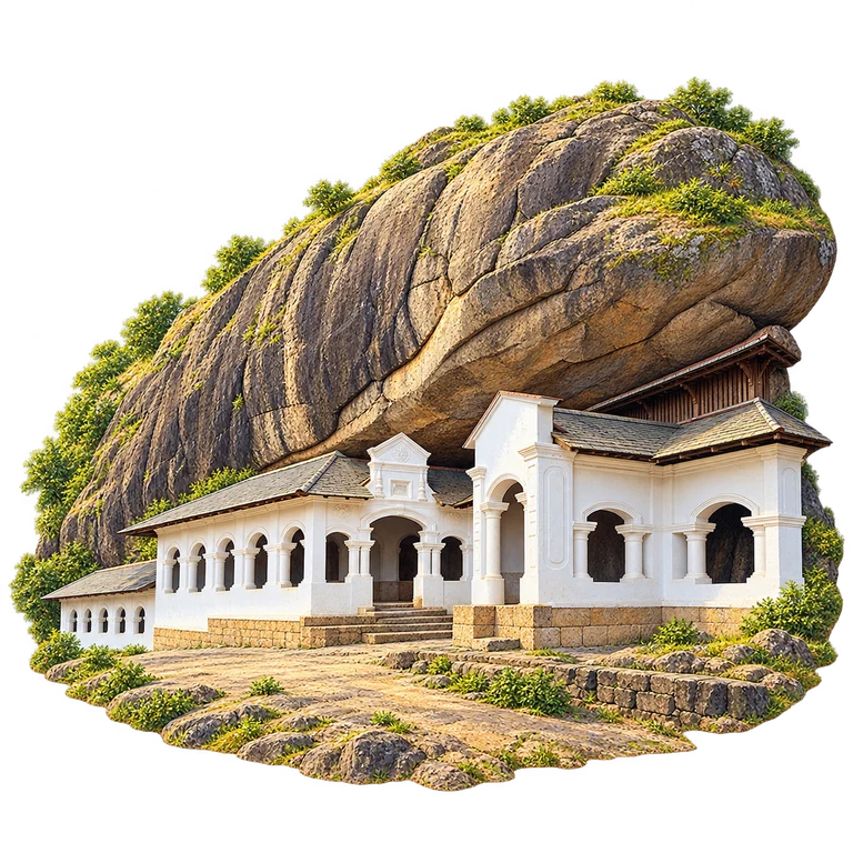 Illustration of Dambulla Cave Temple Entrance
