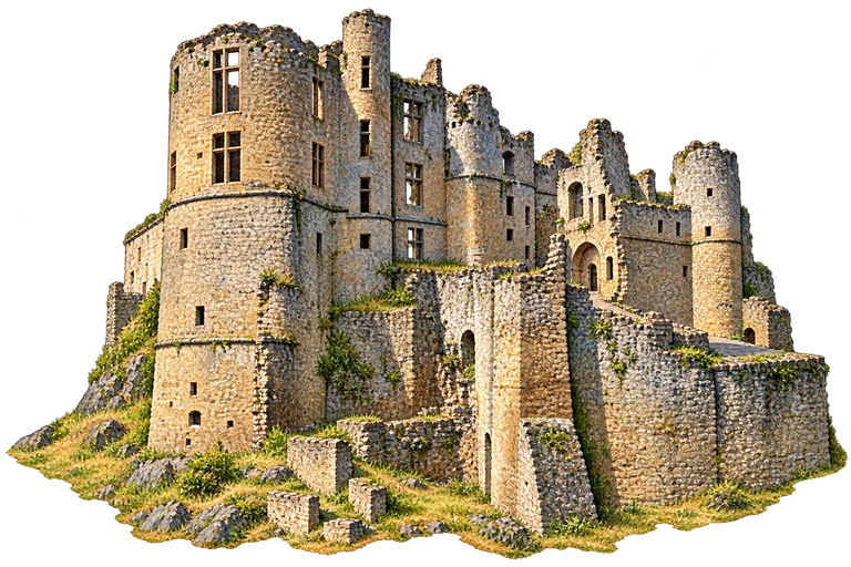 Illustration of Beaufort medieval castle ruins