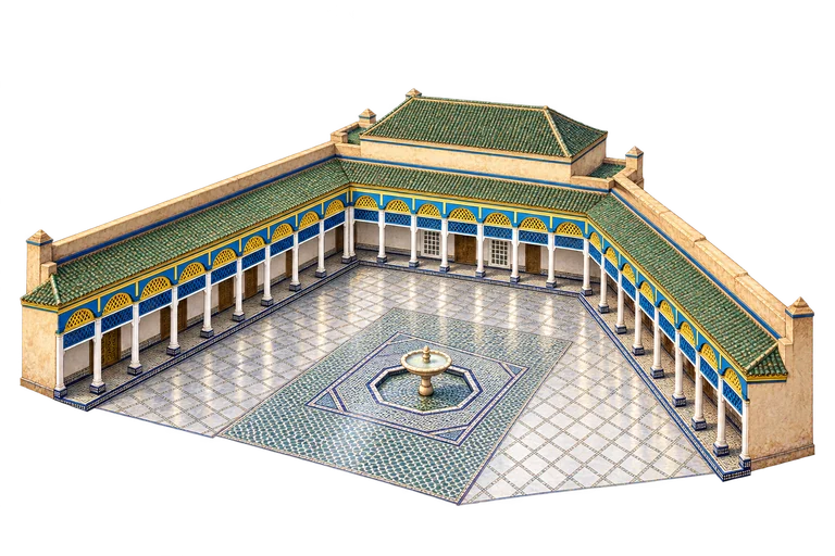 Illustration of Bahia Palace’s Grand Courtyard