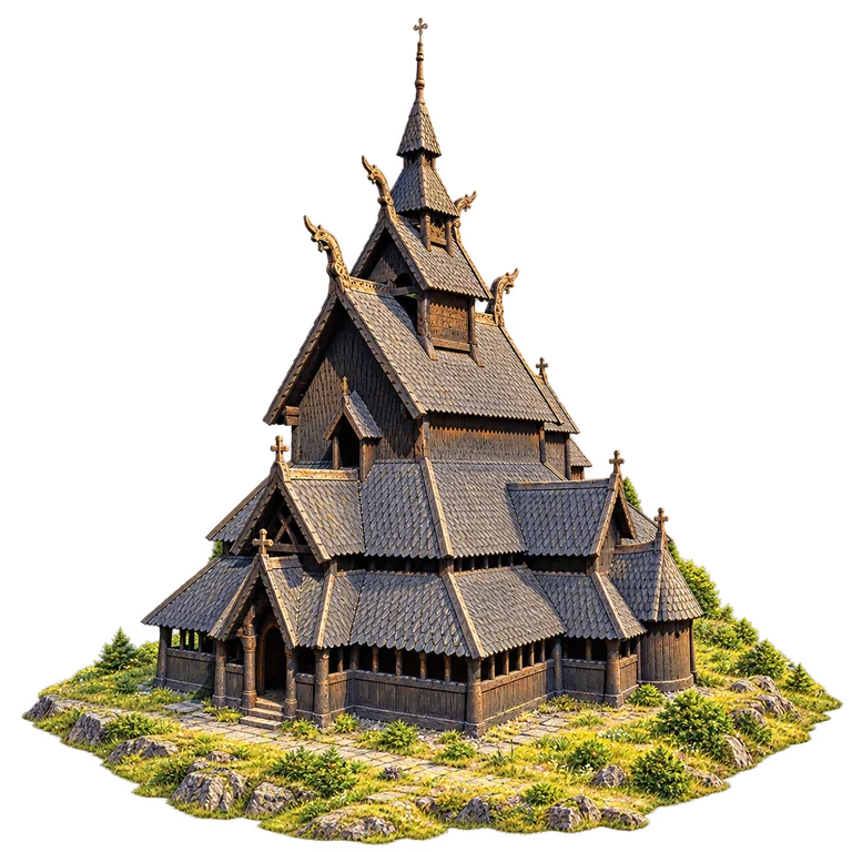 Illustration of Borgund Stave Church