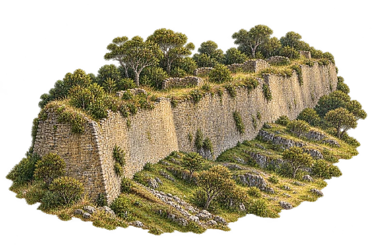 Illustration of Kuélap — Surviving Outer Wall