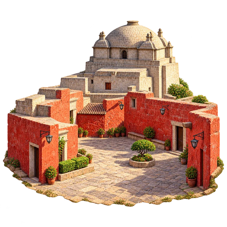 Illustration of Santa Catalina — Red Courtyard