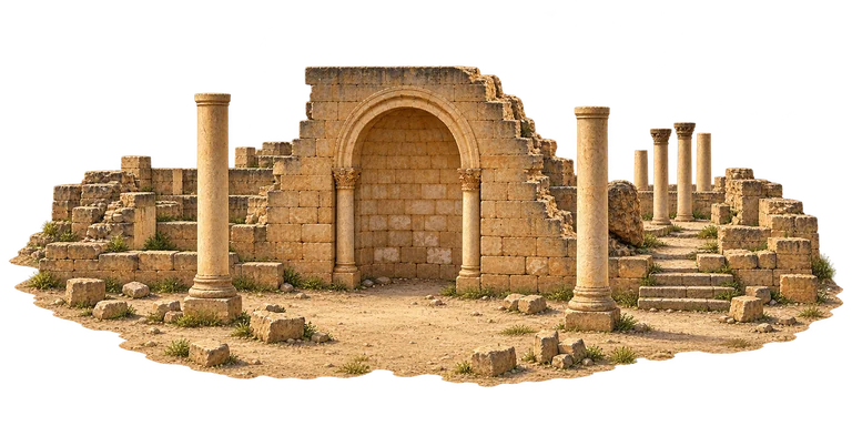 Illustration of Hisham’s Palace — standing ruins