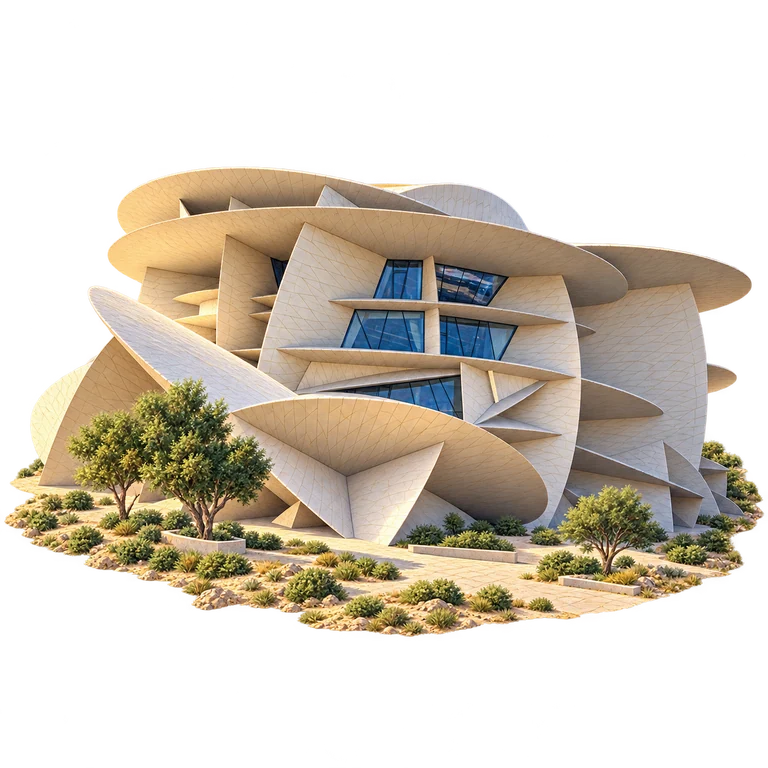 Illustration of National Museum of Qatar — Desert-Rose Exterior
