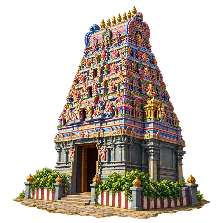 Illustration of Vinayagar Temple entrance tower