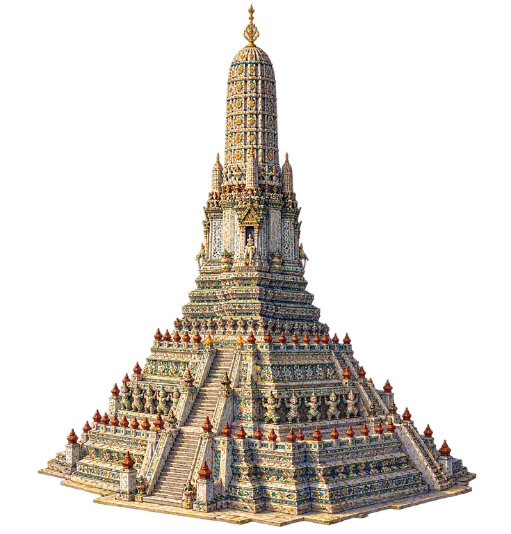 Illustration of Wat Arun central prang