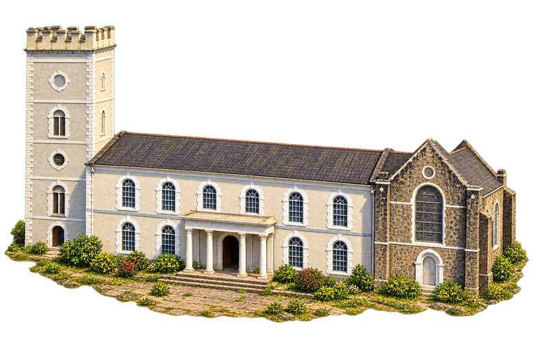 Illustration of St George's Cathedral Frontage, Kingstown
