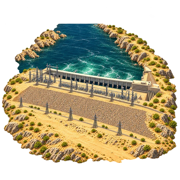 Illustration of Aswan High Dam — Downstream Works