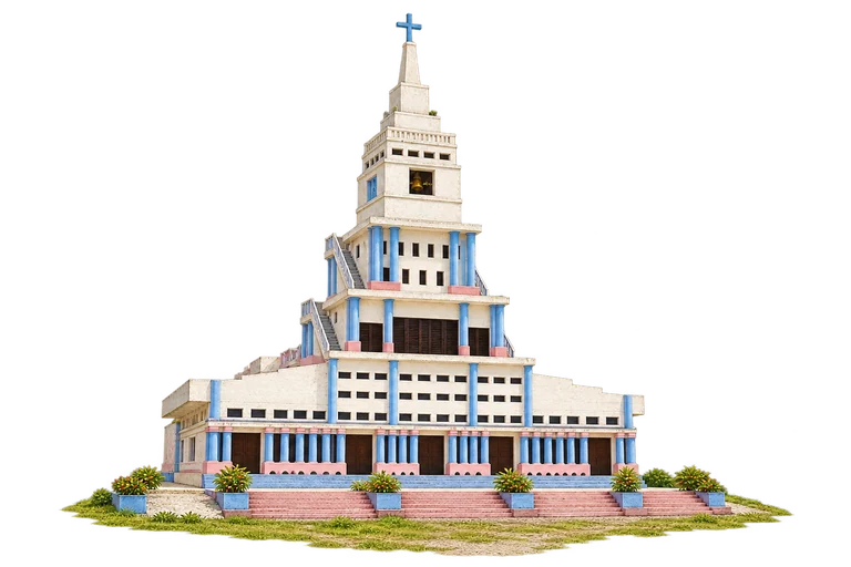 Illustration of Saint Pierre Chanel Basilica at Poï