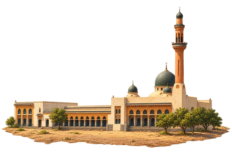 Illustration of Grand Mosque of Niamey — Prayer Hall and Minaret