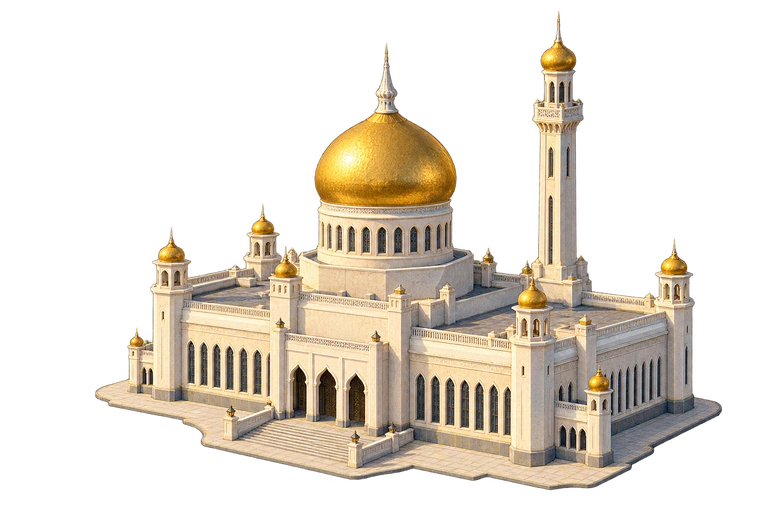 Illustration of Omar Ali Saifuddien Mosque