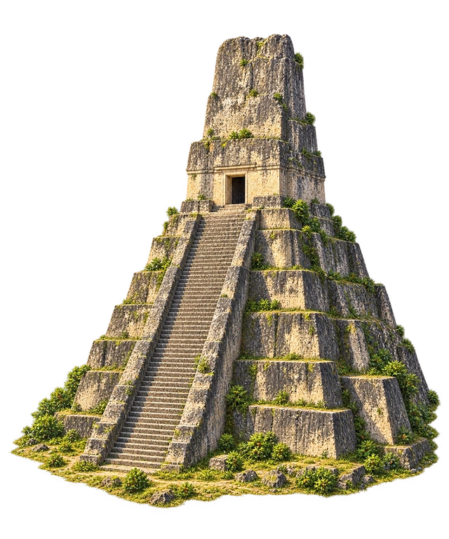 Illustration of Tikal Temple I — Temple of the Great Jaguar