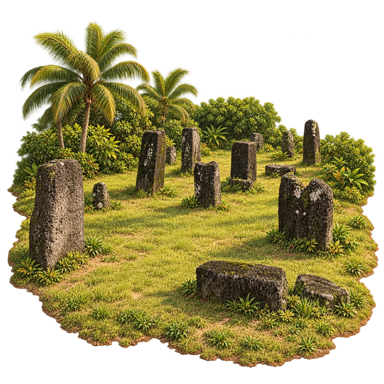 Illustration of Badrulchau Stone Monoliths