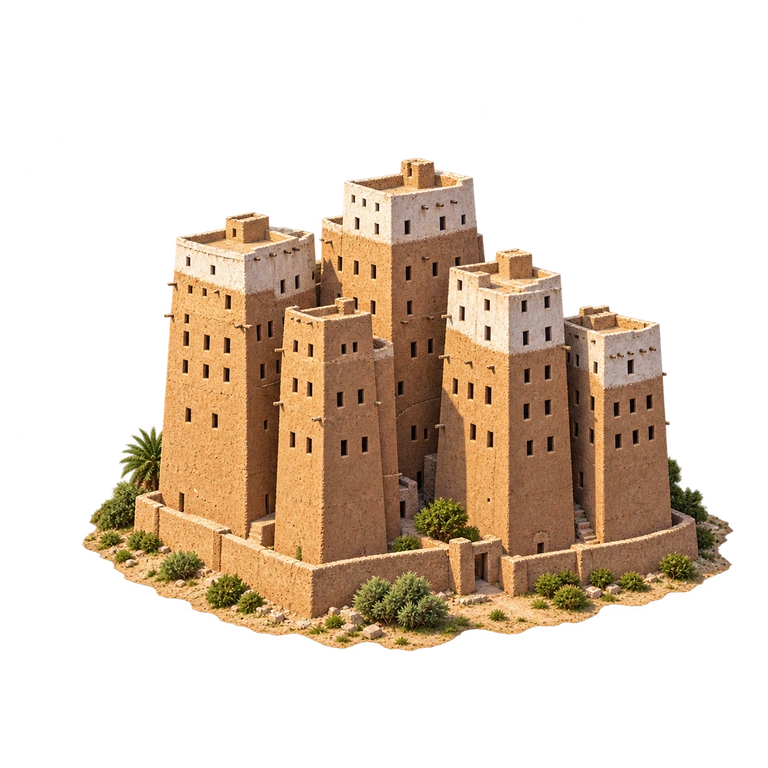 Illustration of Old Walled City of Shibam