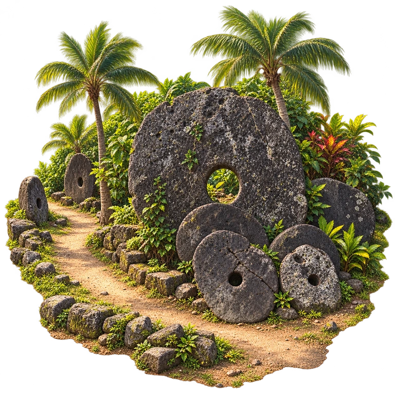Illustration of Mangyol Stone Money Bank, Yap